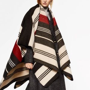 ZARA Striped Cape Poncho - New Without Tags - Perfect Condition. Size Medium